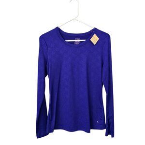 Danskin Women's Fitted Purple Abstract 2 Tone Pattern Long Sleeve Size Small